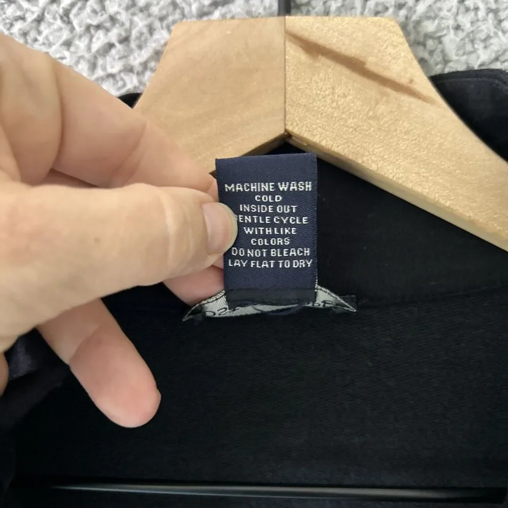 BOSTON PROPER Y2K Bling Hoodie Womens Small Black Fleur De Lis Rhinestone Jacket - Picture 6 of 11